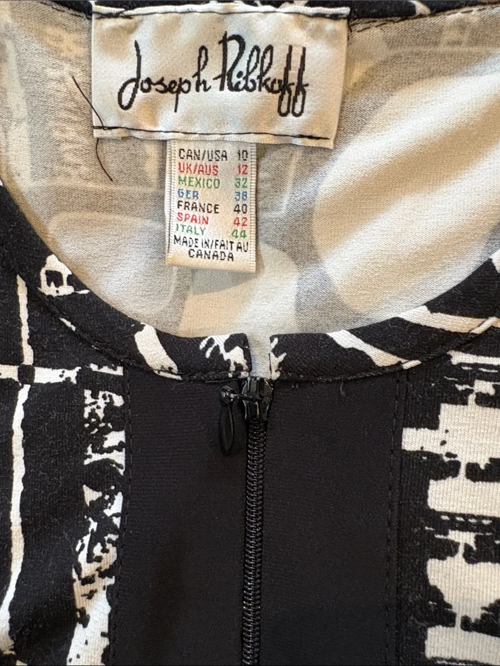 Joseph Ribkoff Black, Cream & Tan Abstract Zip-Front Top - Picture 3 of 3